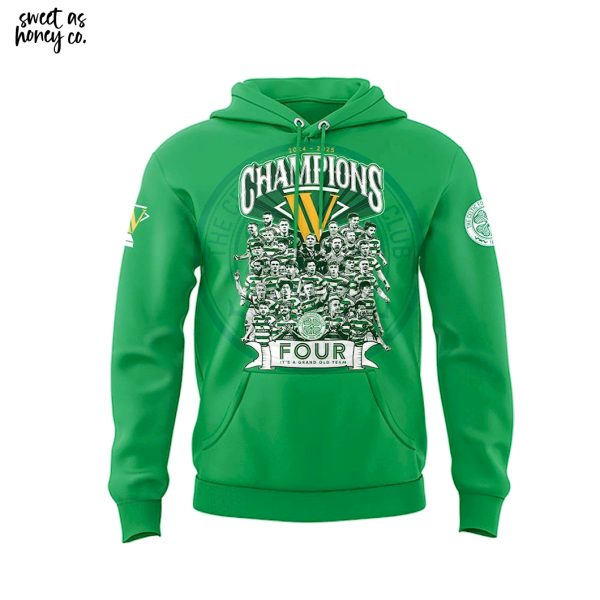 Celtic Football Club x 4th Consecutive Scottish League 2025 Hoodie