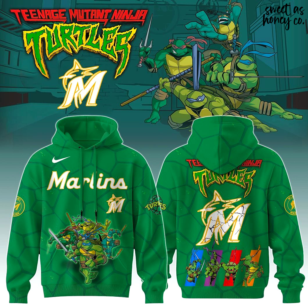 Miami Marlins x Ninja Turtles 2025 Special Hoodie Miami Marlins x Ninja Turtles 2025 Special Hoodie