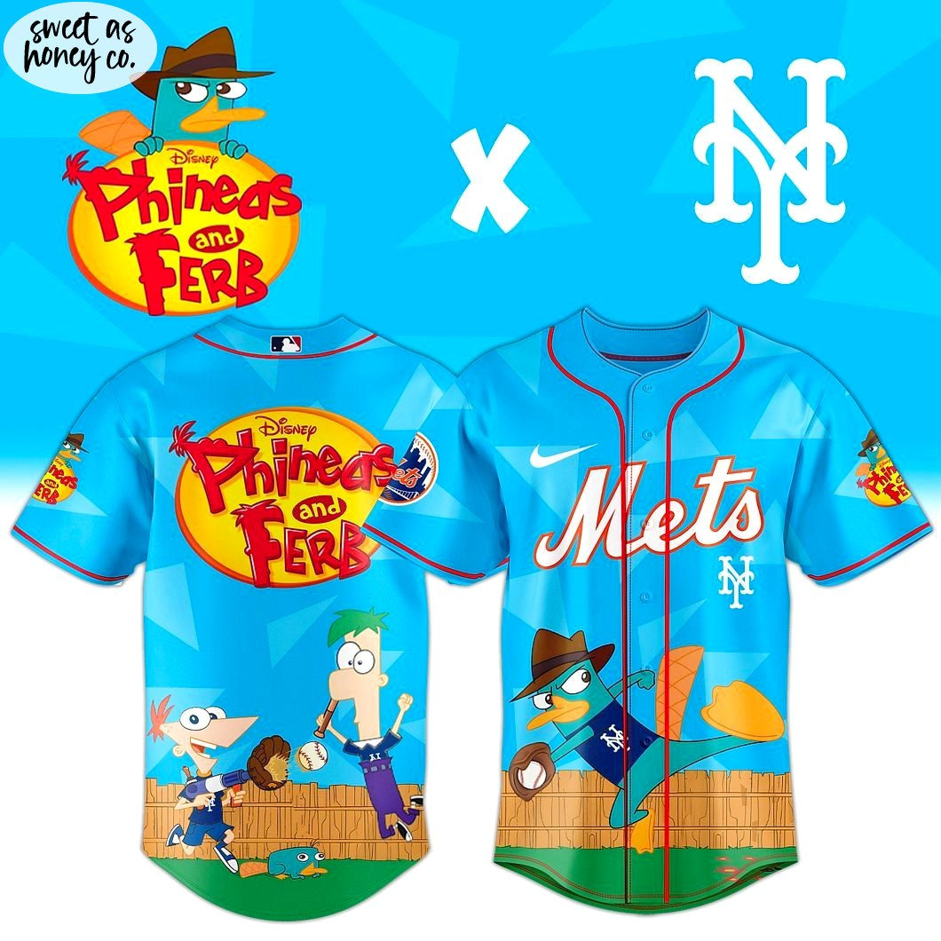 New York Mets x Phineas and Ferb New Baseball Jersey New York Mets x Phineas and Ferb New Baseball Jersey