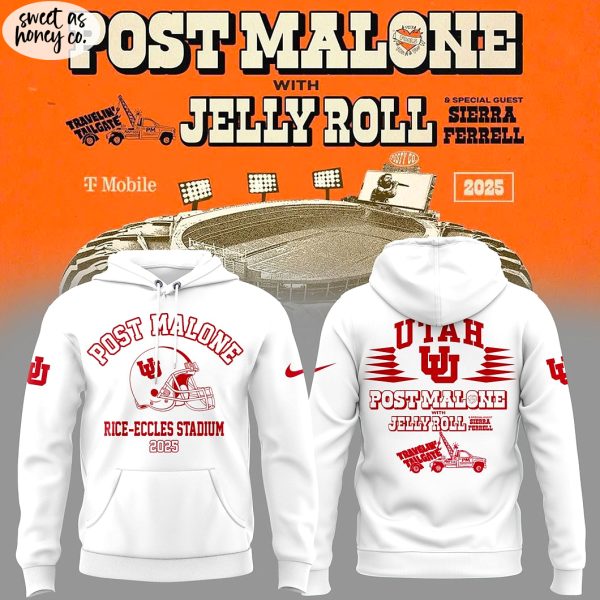 Utah Football Post Malone Tour 2025 Special White Hoodie