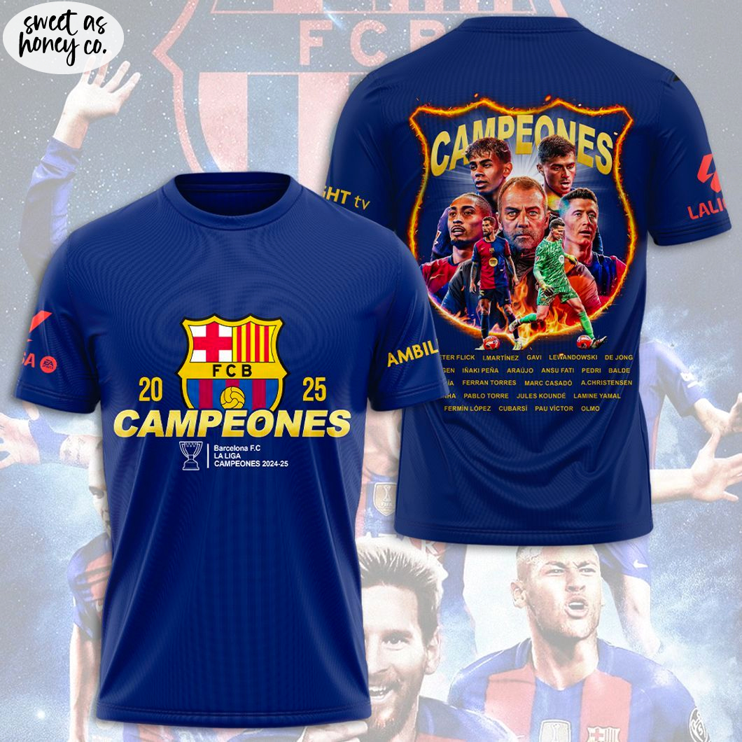 Barcelona La Liga 2025 Champions Gift For Fans T-Shirt Barcelona La Liga 2025 Champions Gift For Fans T-Shirt