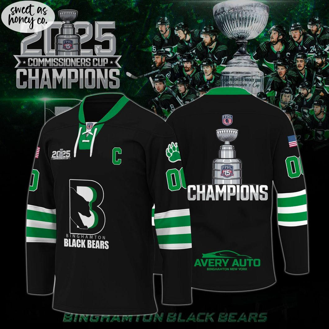 Binghamton Black Bears Champions Commissioner 2025 Black Jersey Binghamton Black Bears Champions Commissioner 2025 Black Jersey