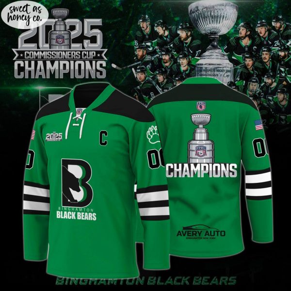 Binghamton Black Bears Champions Commissioner 2025 Green Jersey