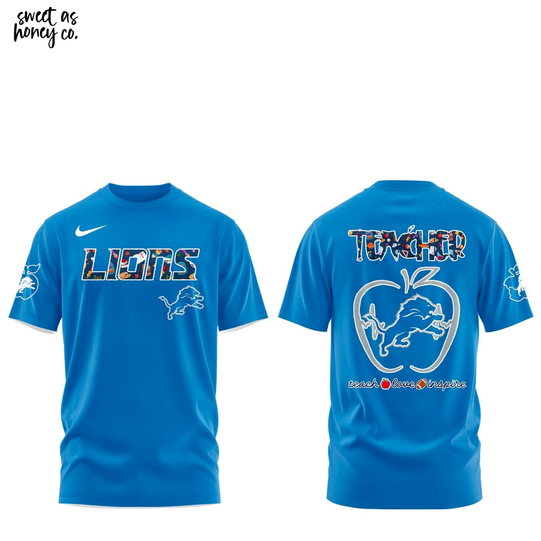 Detroit Lions Teacher Appreciation Blue T-Shirt Detroit Lions Teacher Appreciation Blue T-Shirt