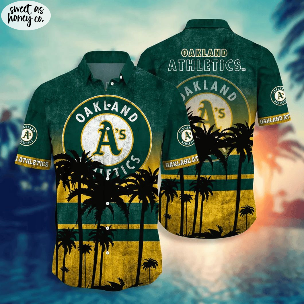 Oakland Athletics 2025 Sunset Palm Hawaiian Shirt Oakland Athletics 2025 Sunset Palm Hawaiian Shirt