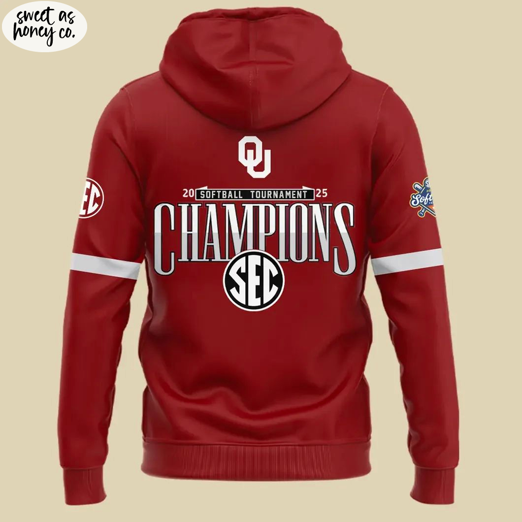Oklahoma Sooners 2025 SEC Softball Conference Tournament Champions Hoodie Oklahoma Sooners 2025 SEC Softball Conference Tournament Champions Hoodie