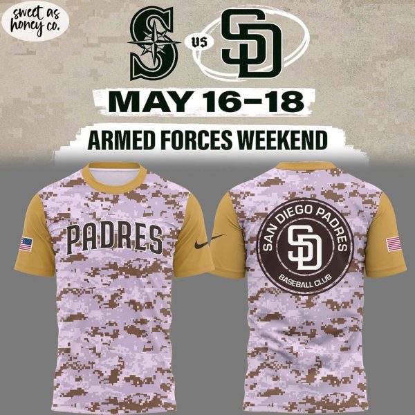 San Diego Padres Armed Forces Weekend Military 2025 Special 3D T-Shirt