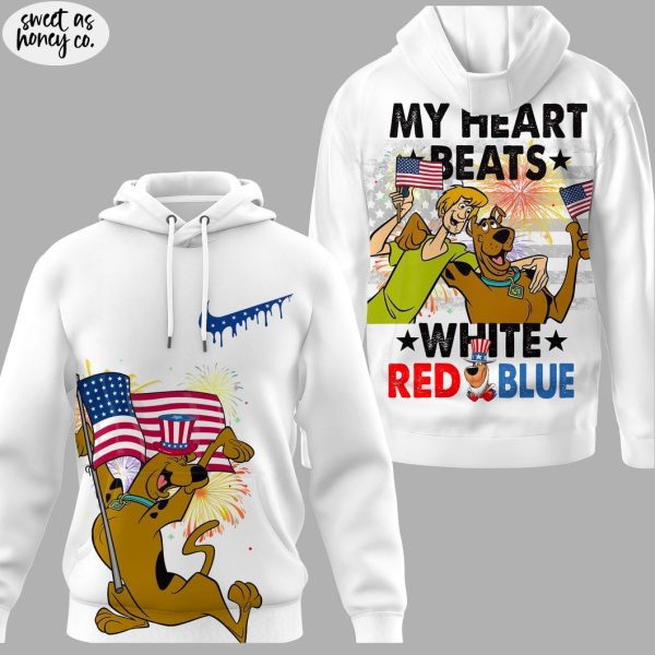 Scooby-Doo 2025 My Heart Beats White Red Blue T-Shirt