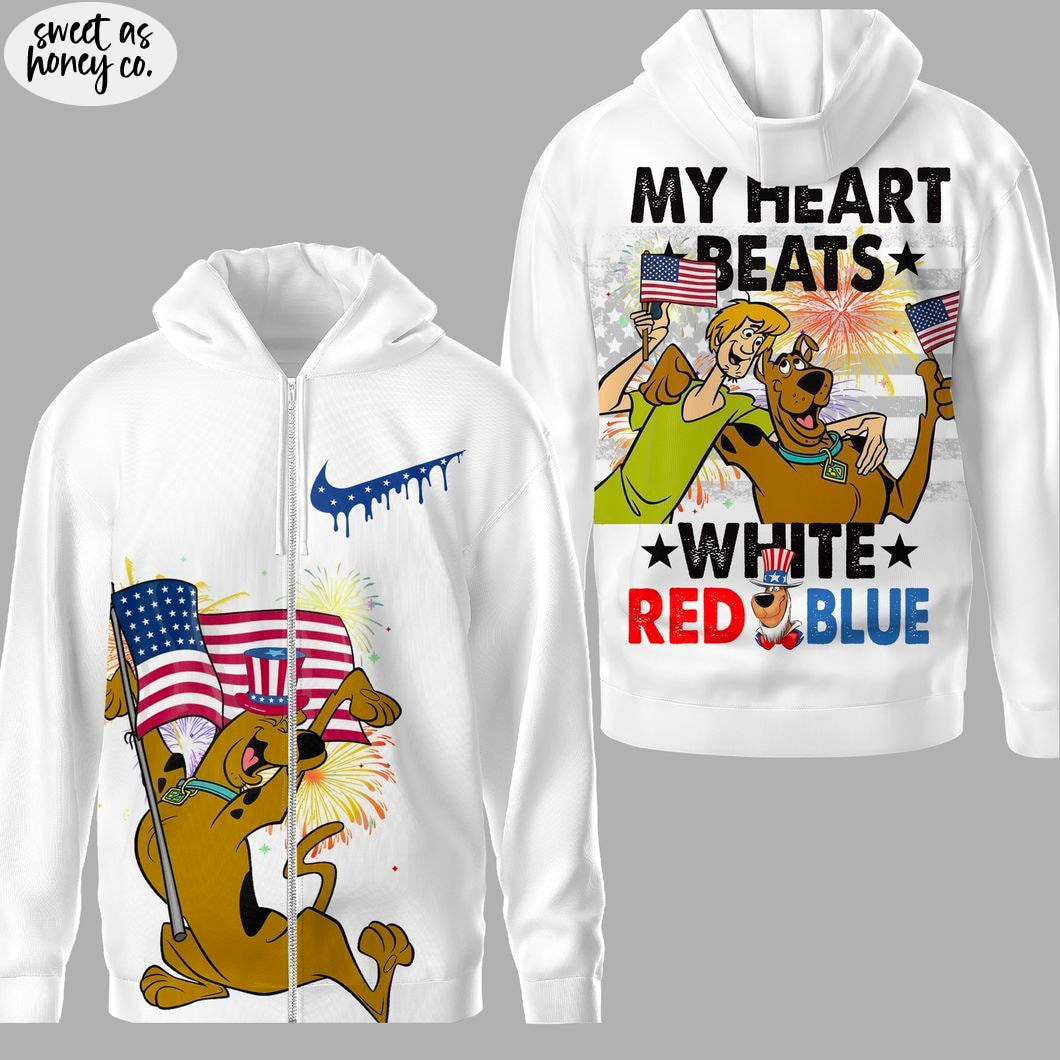 Scooby-Doo 2025 My Heart Beats White Red Blue T-Shirt Scooby-Doo 2025 My Heart Beats White Red Blue T-Shirt