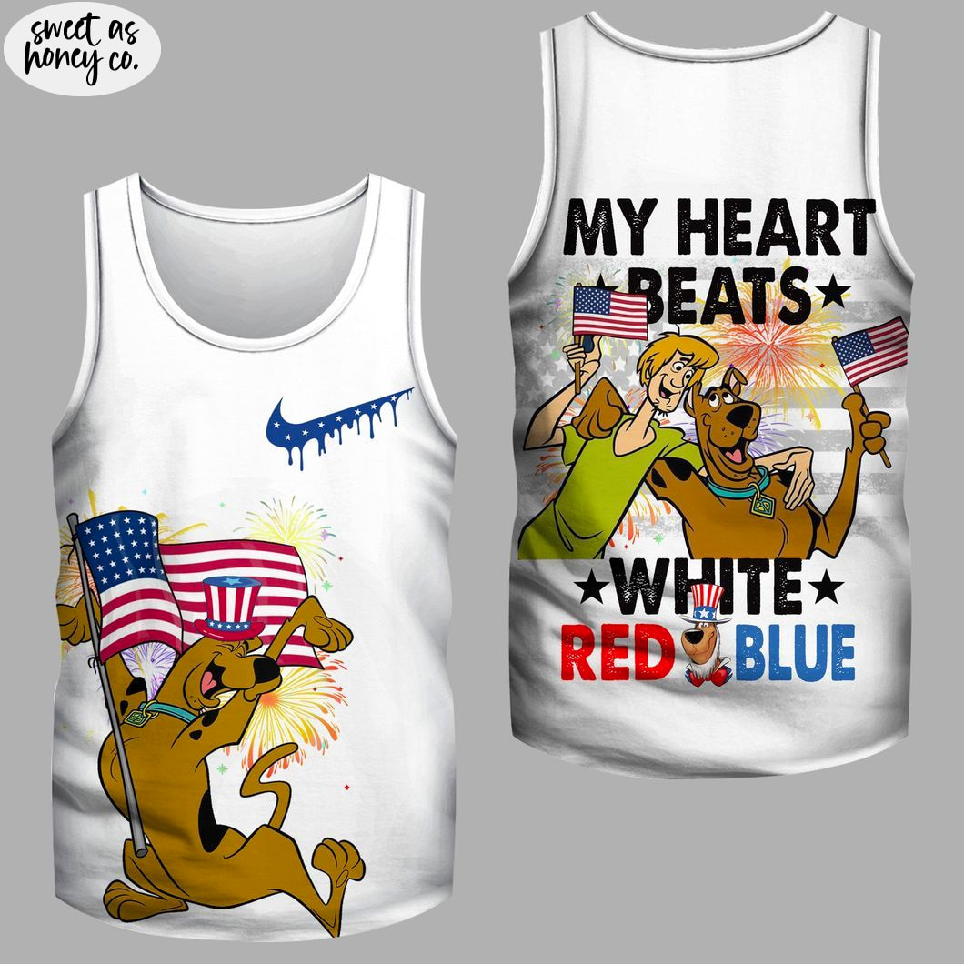 Scooby-Doo 2025 My Heart Beats White Red Blue T-Shirt Scooby-Doo 2025 My Heart Beats White Red Blue T-Shirt